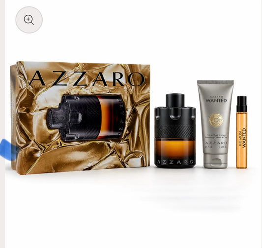 KIT AZARRO THE MOST WANTED PARFUM 3 PIEZAS 10 ML ,75 ML,